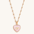 Harmonious Emotions Mother Of Pearl Heart Evil Eye Necklace 1