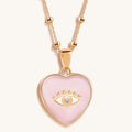 Harmonious Emotions Mother Of Pearl Heart Evil Eye Necklace 4
