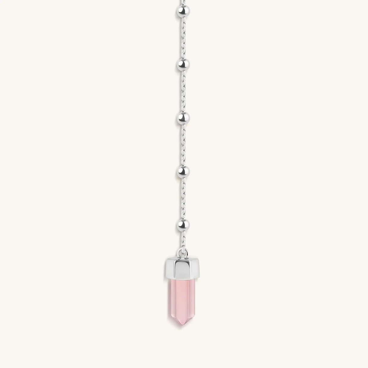 Guided by Love Rose Quartz Silver Evil Eye Necklace