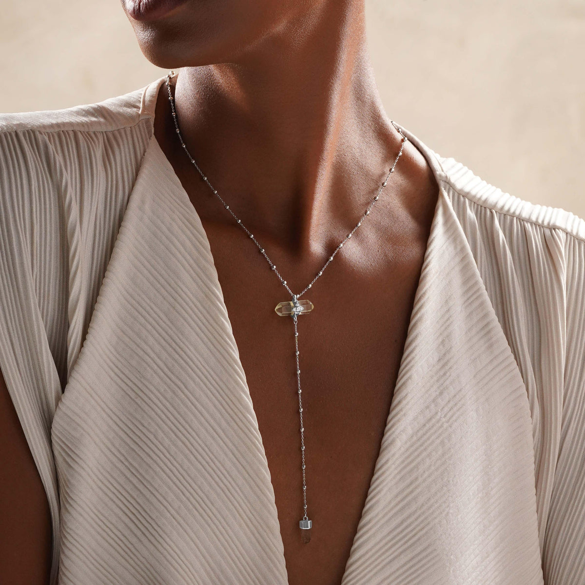Sunny Soul - Citrine Silver Evil Eye Necklace