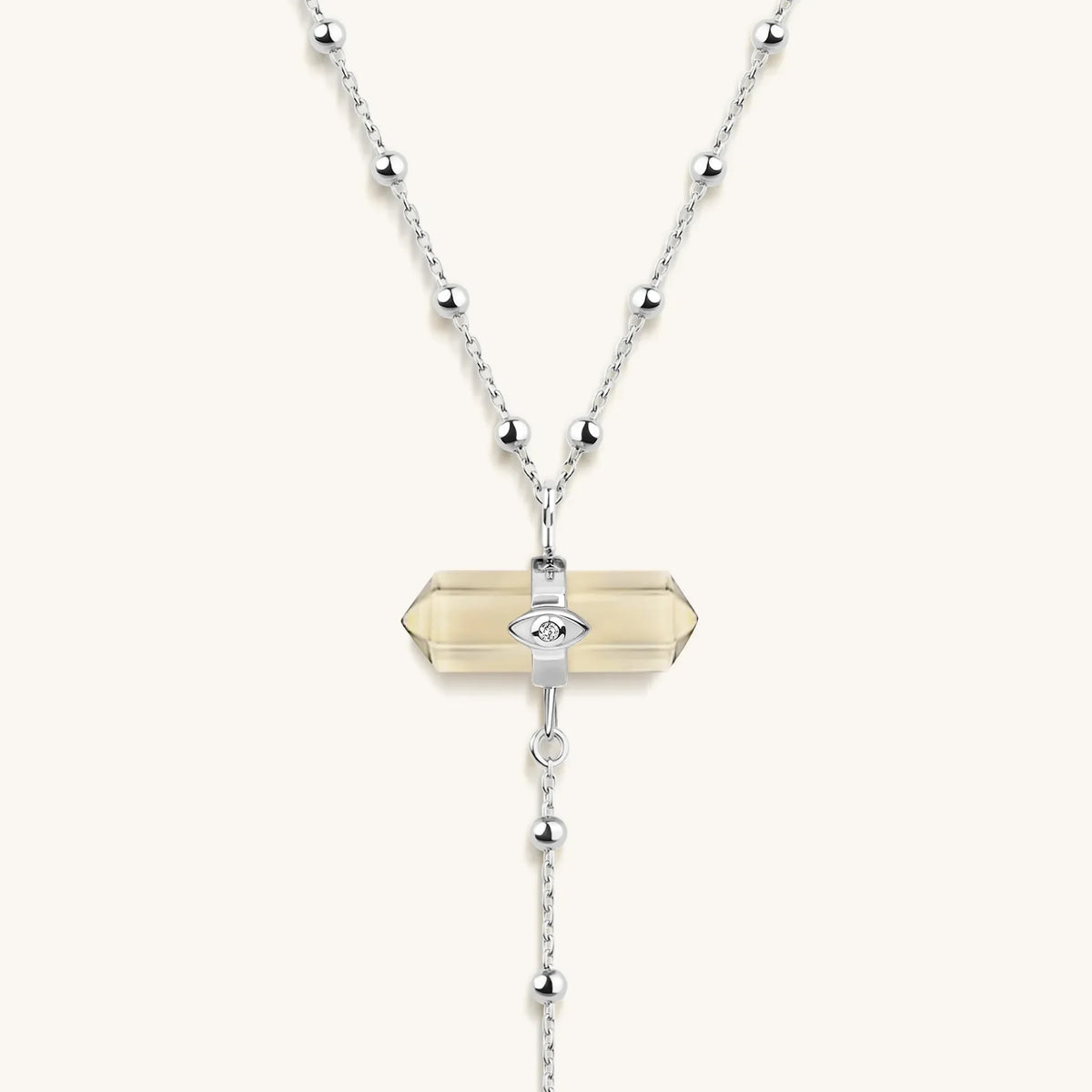 Sunny Soul - Citrine Silver Evil Eye Necklace