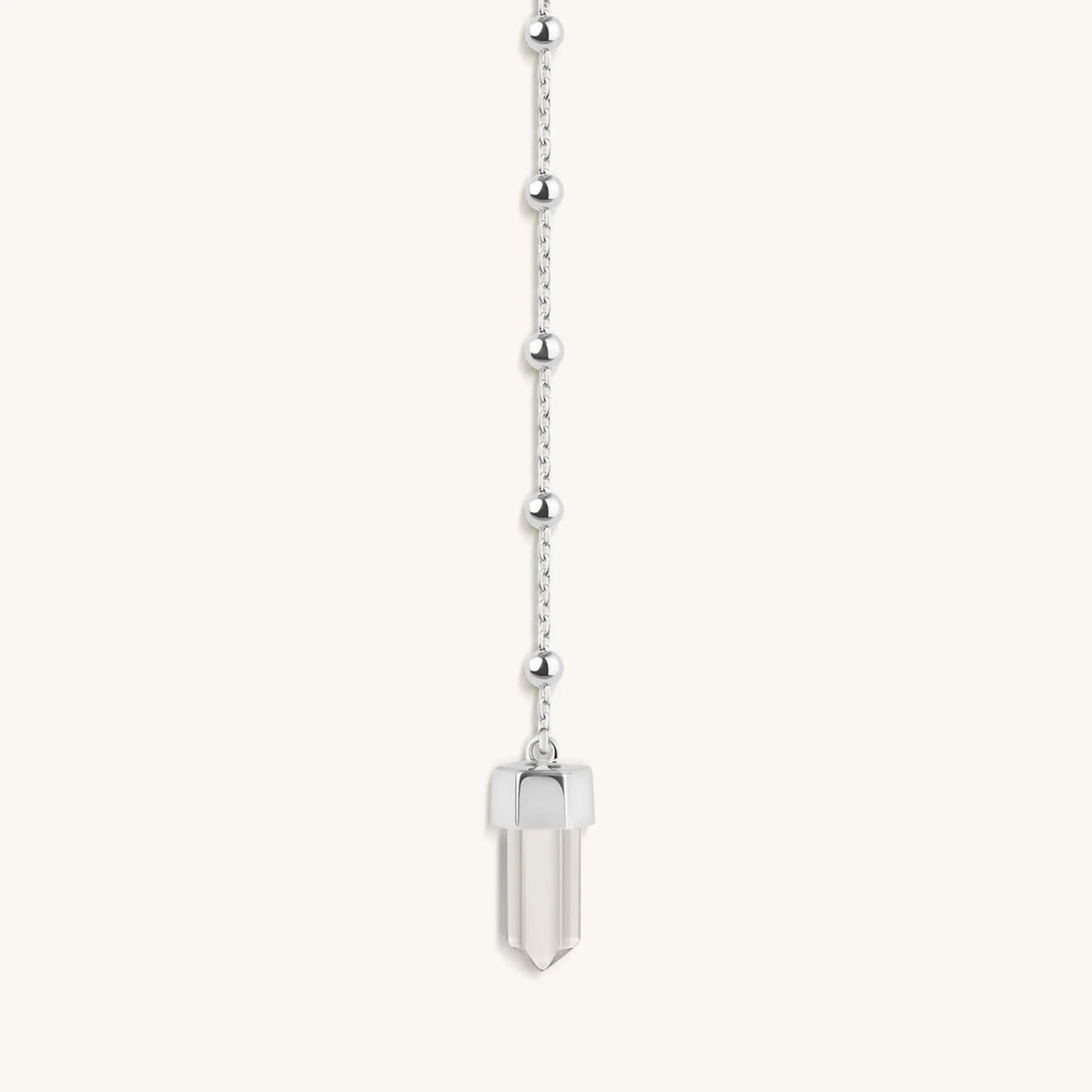 Clear Mind Crystal Quartz Silver Evil Eye Necklace