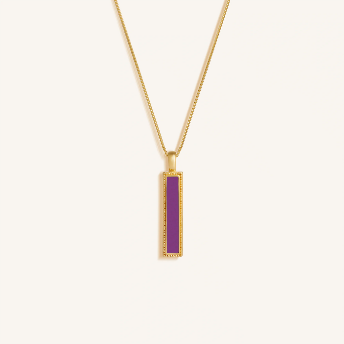Harmonious Path Amethyst Peace Charm Gold Necklace