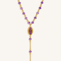 Guardian Spirit Amethyst Hamsa & Evil Eye Gold Necklace 3