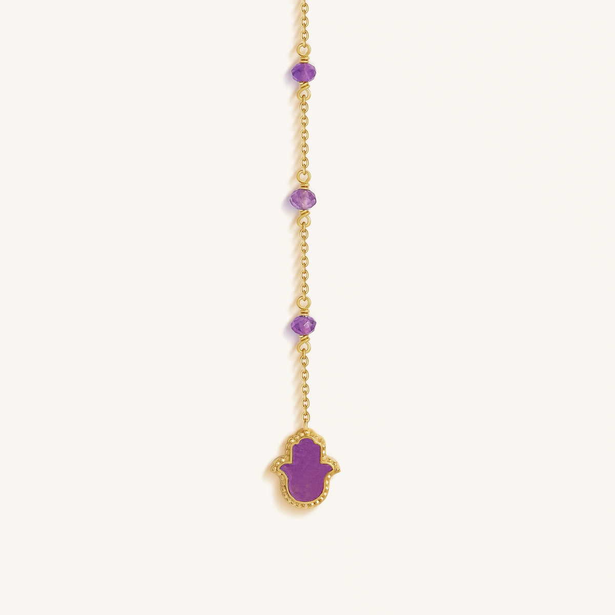Guardian Spirit Amethyst Hamsa & Evil Eye Gold Necklace