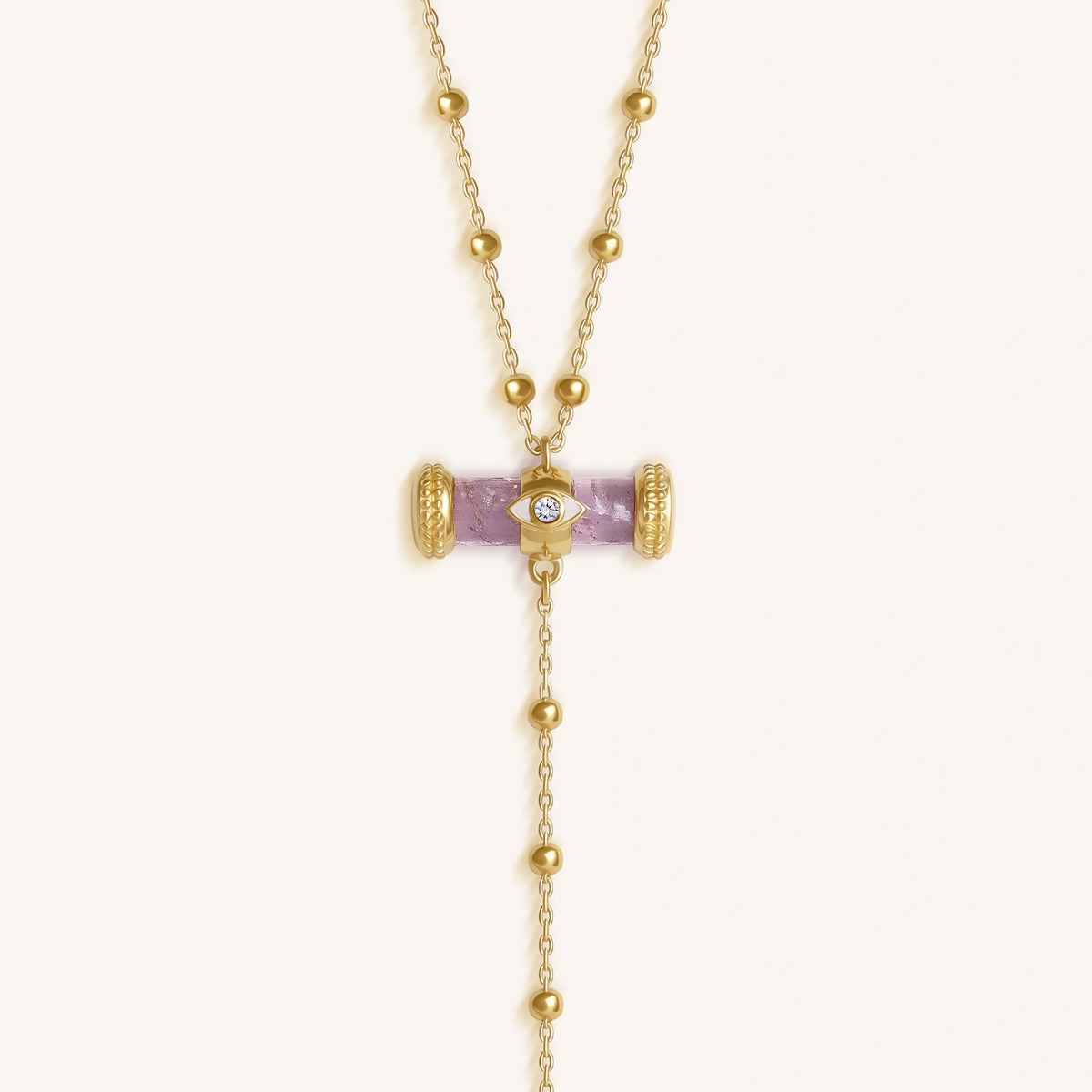 Sacred Remedy Gold Amethyst Evil Eye Necklace