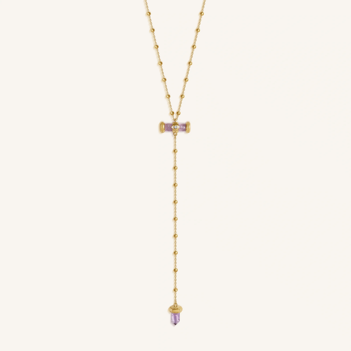Sacred Remedy Gold Amethyst Evil Eye Necklace