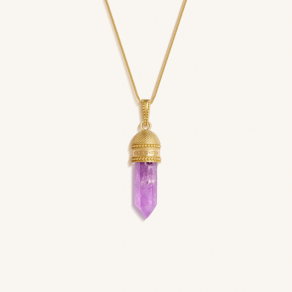 Sacred Tranquility Gold Amethyst Pendant Necklace