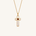 Radiant Harmony Mother of Pearl Cross Bible Nano Chip Necklace 1