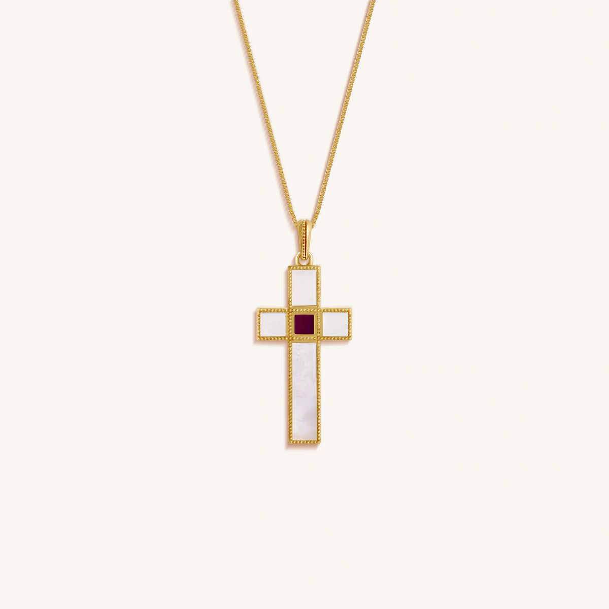 Radiant Harmony Mother of Pearl Cross Bible Nano Chip Necklace