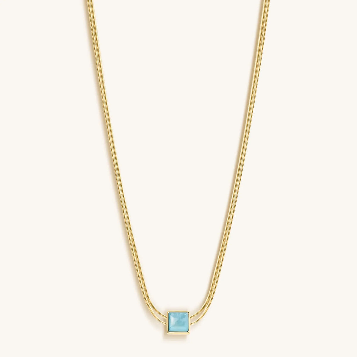 Nurture & Thrive Aquamarine Evil Eye March Birthstone Necklace
