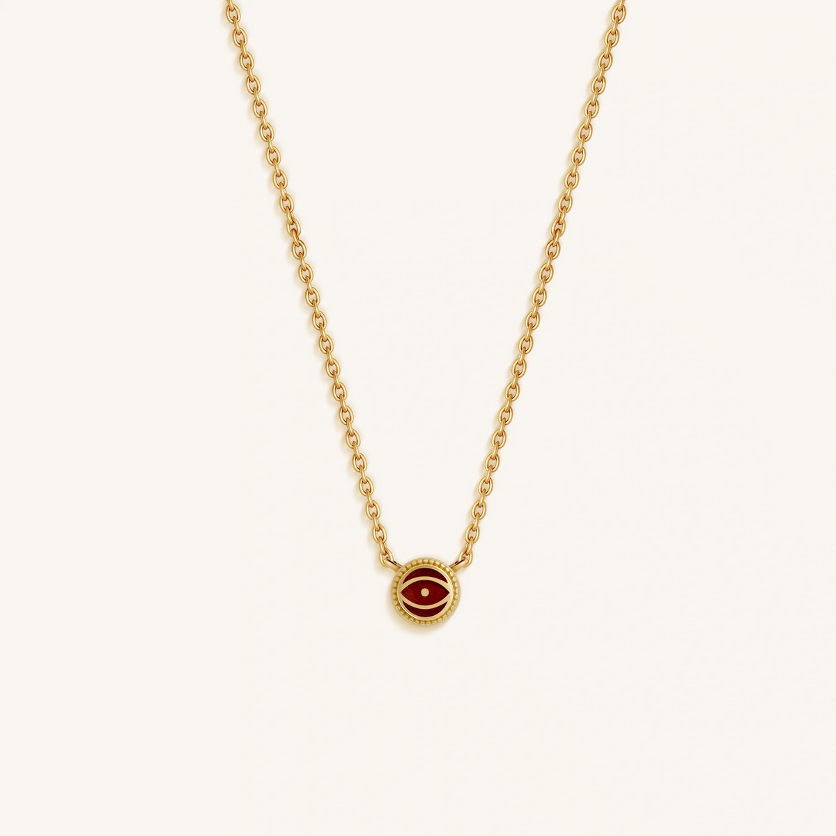 Radiant Shield Garnet January Birthstone Evil Eye Necklace