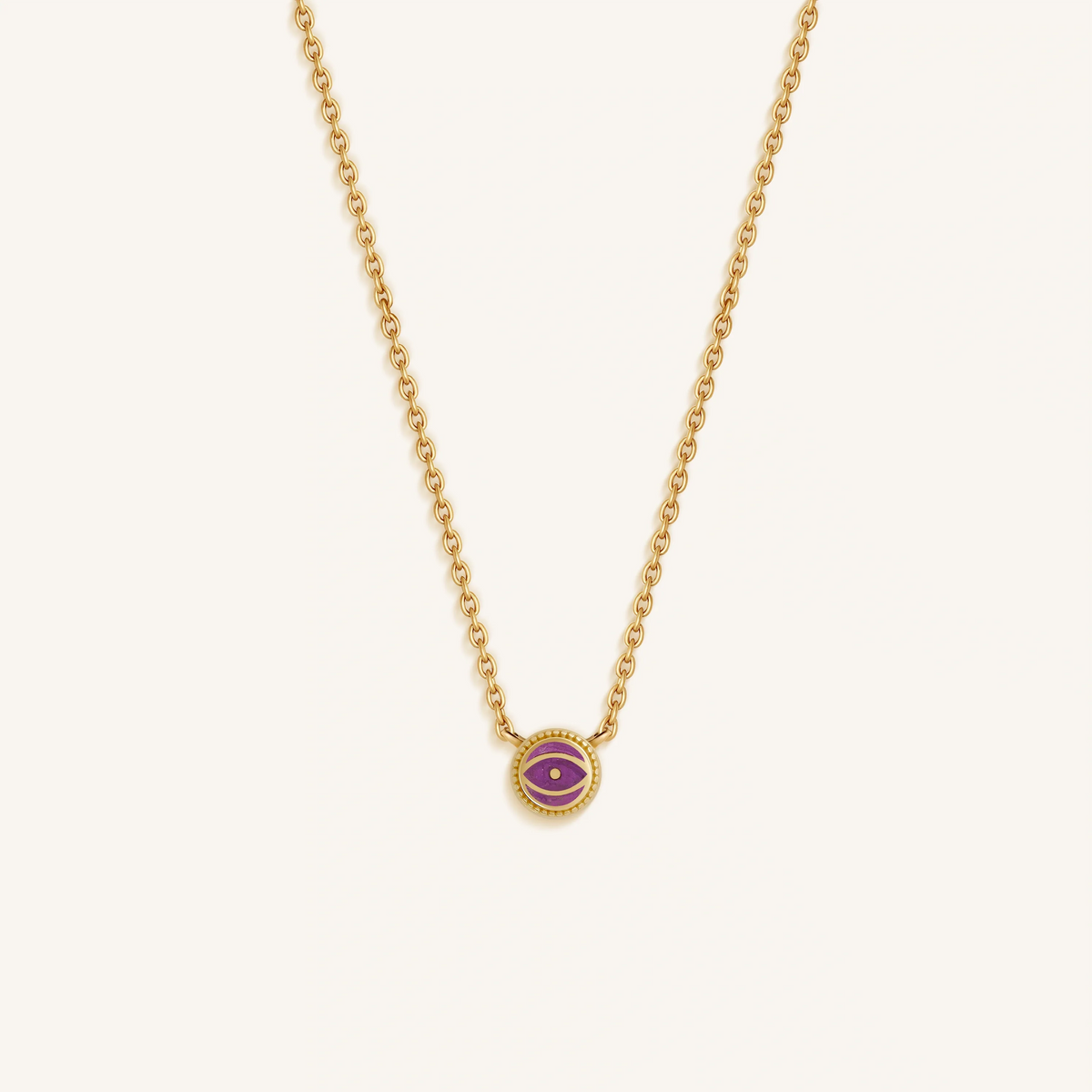 Twilight Guardian Amethyst February Birthstone Evil Eye Gold Necklace
