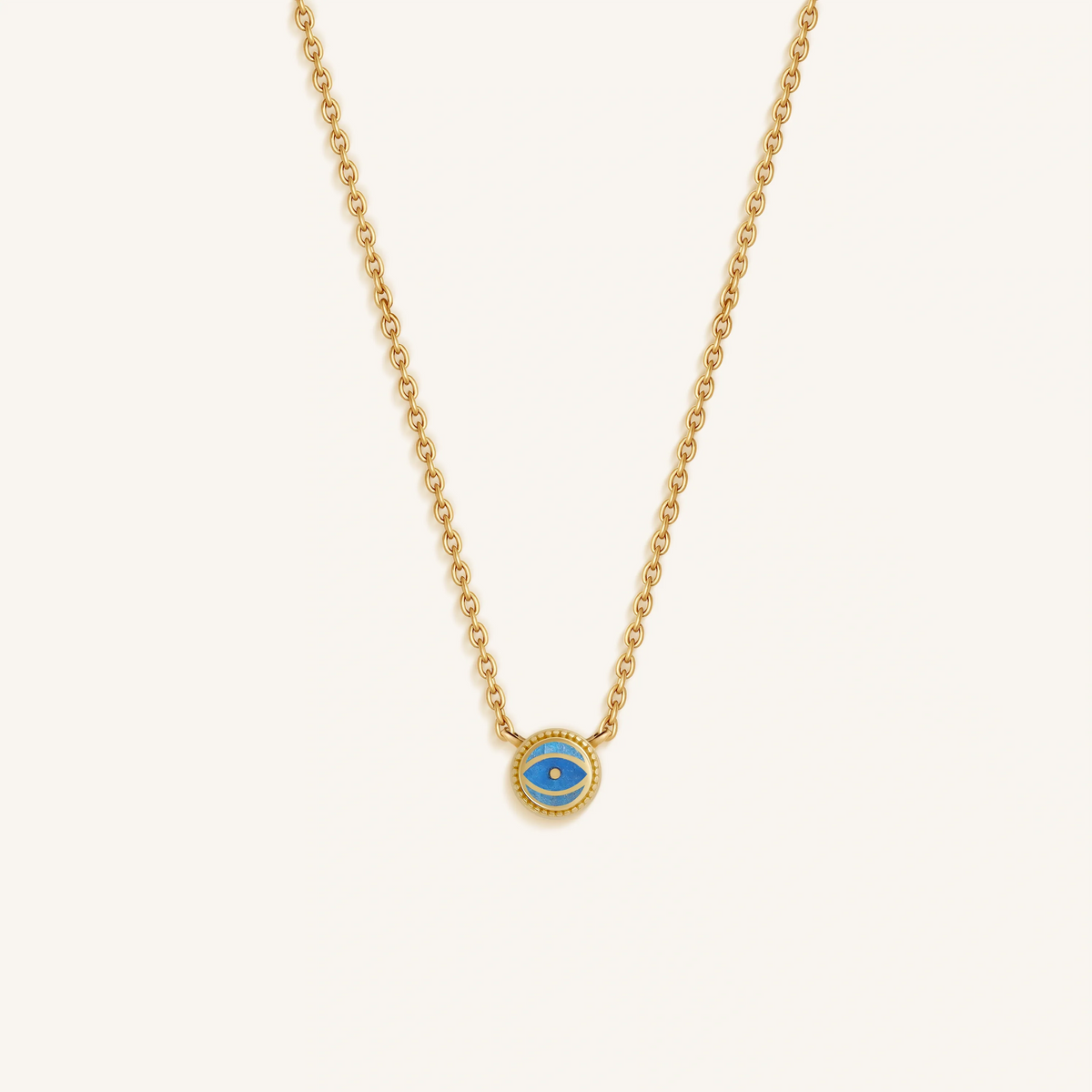 Tidal Serenity Aquamarine March Birthstone Evil Eye Gold Necklace