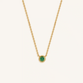 Verdant Guardian Emerald Agate May Birthstone Evil Eye Gold Necklace 1
