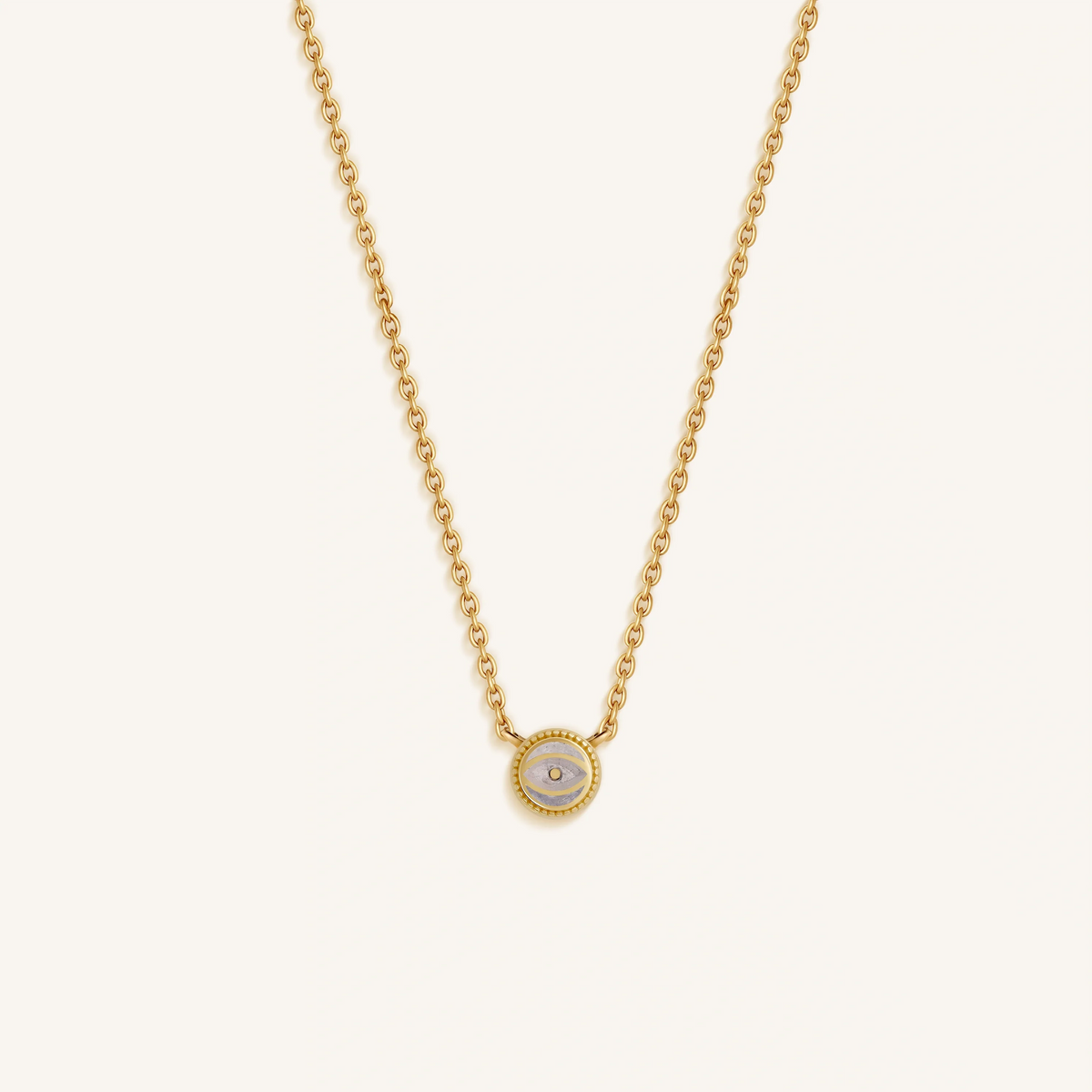 Celestial Shield Moonstone June Birthstone Evil Eye Gold Necklace