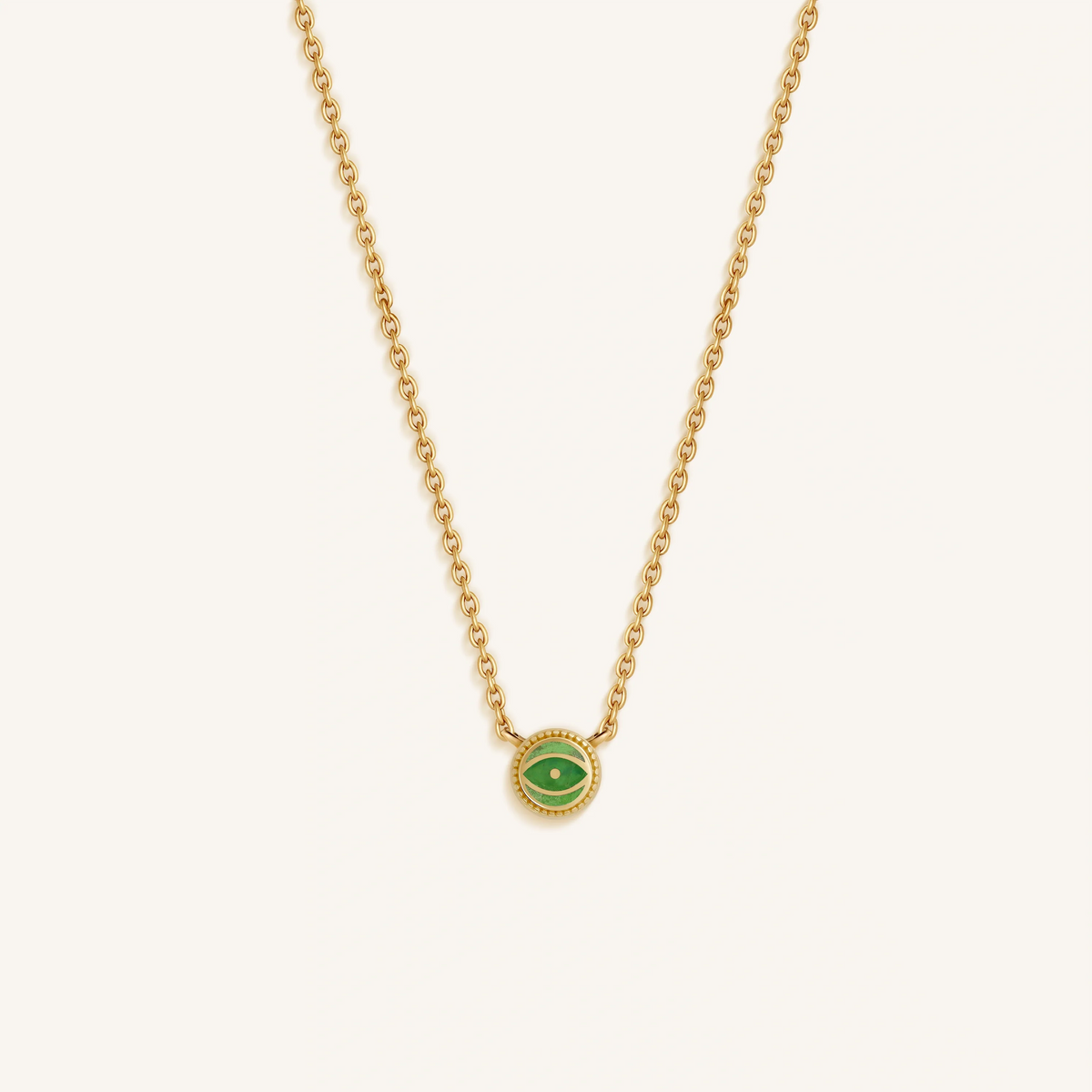 Verdant Vision Peridot August Birthstone Evil Eye Gold Necklace