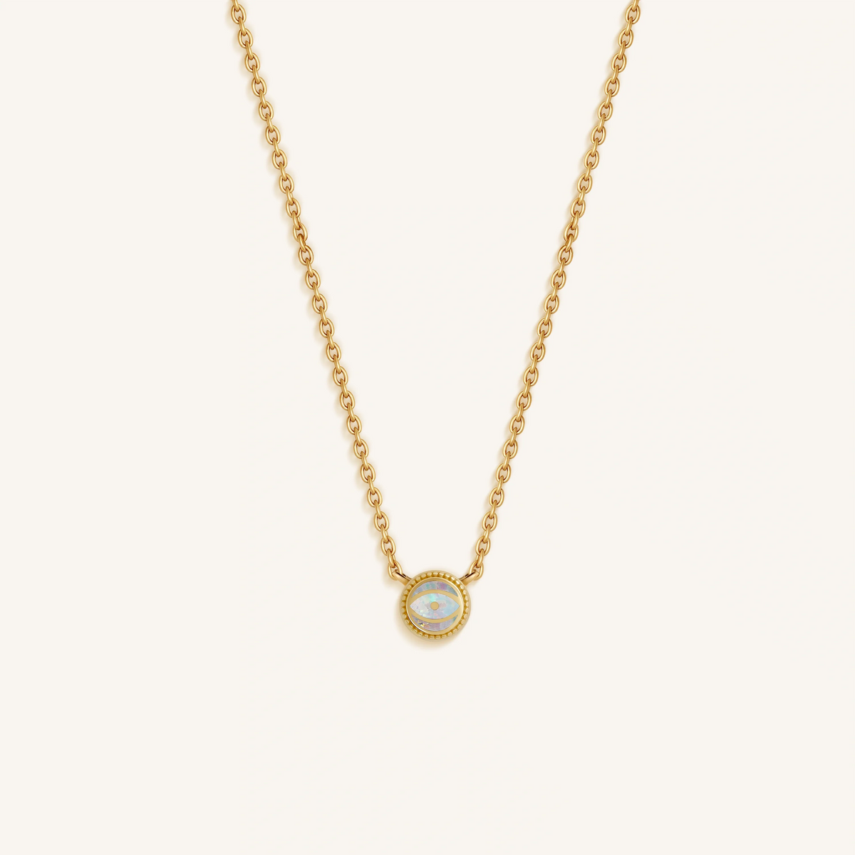 Aurora Whisper Opal October Birthstone Gold Necklace