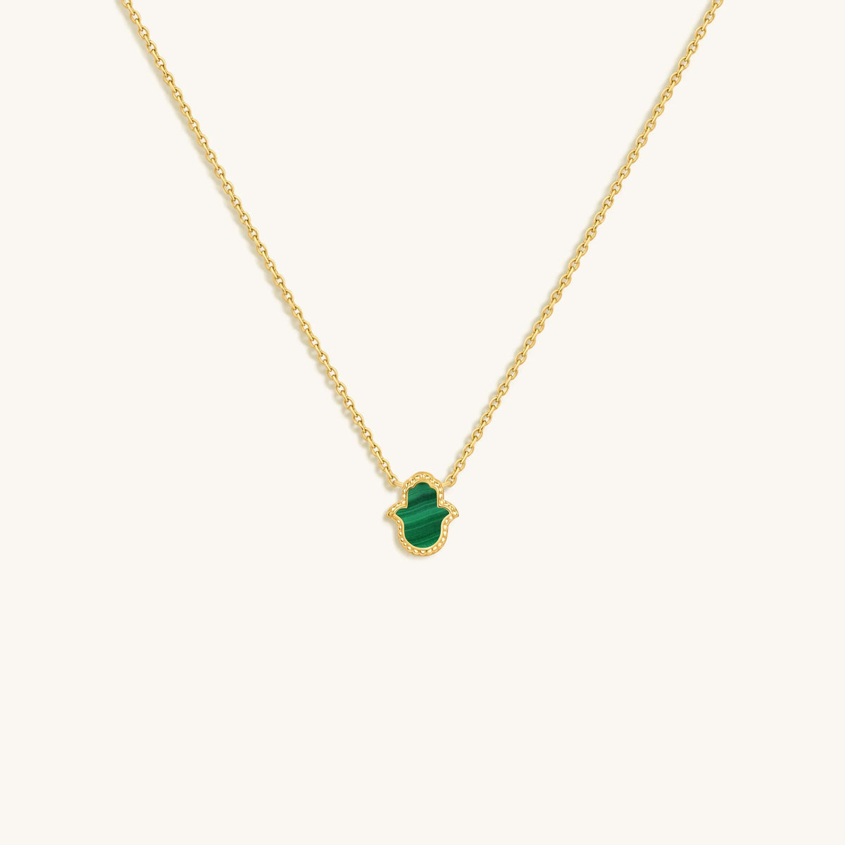 Honest & Bright Malachite Hamsa Gold Necklace