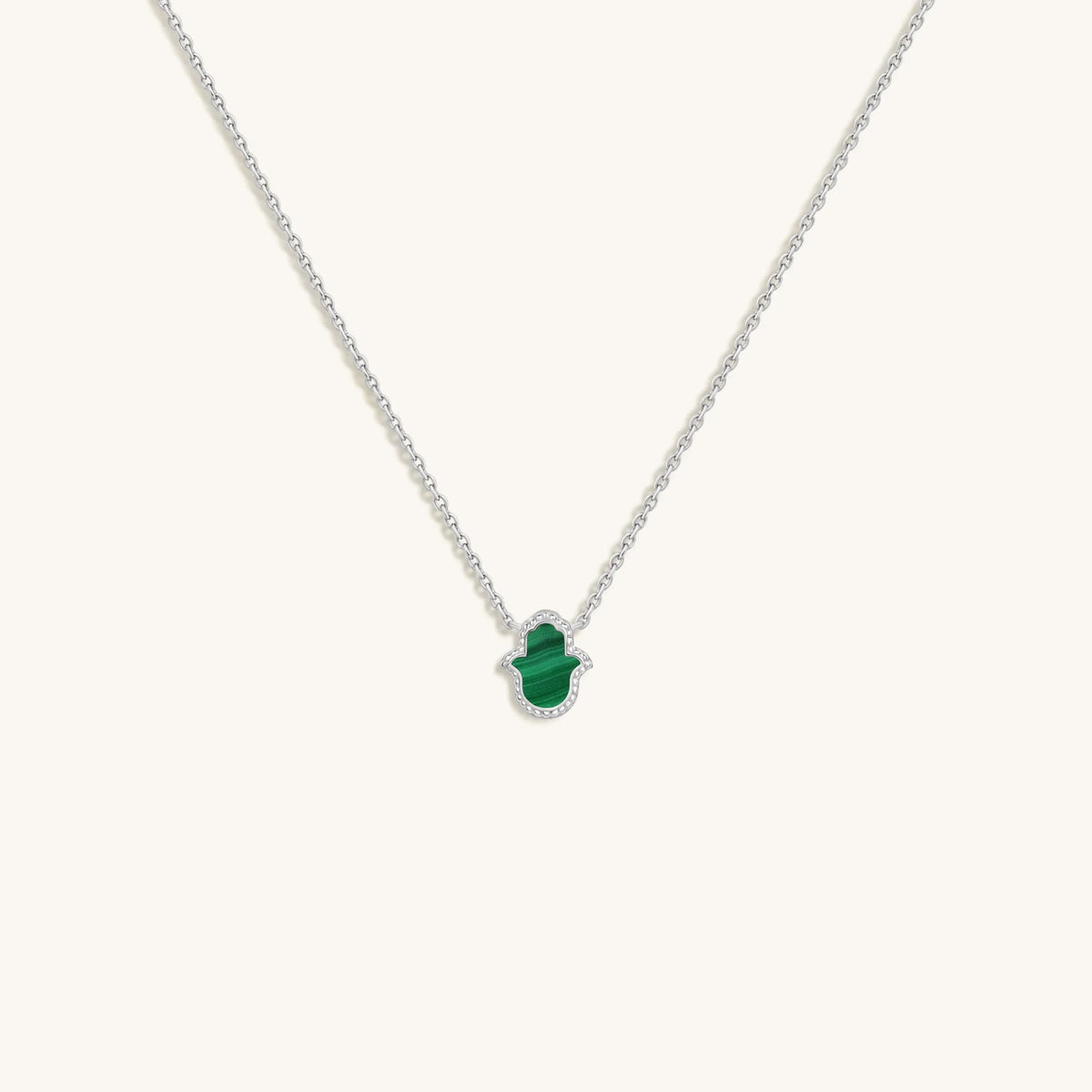 Peaceful Mind Hamsa Malachite Silver Necklace