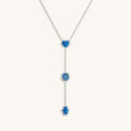 Heart’s Serenity Lab Blue Opal Multi-Symbol Silver Necklace 1