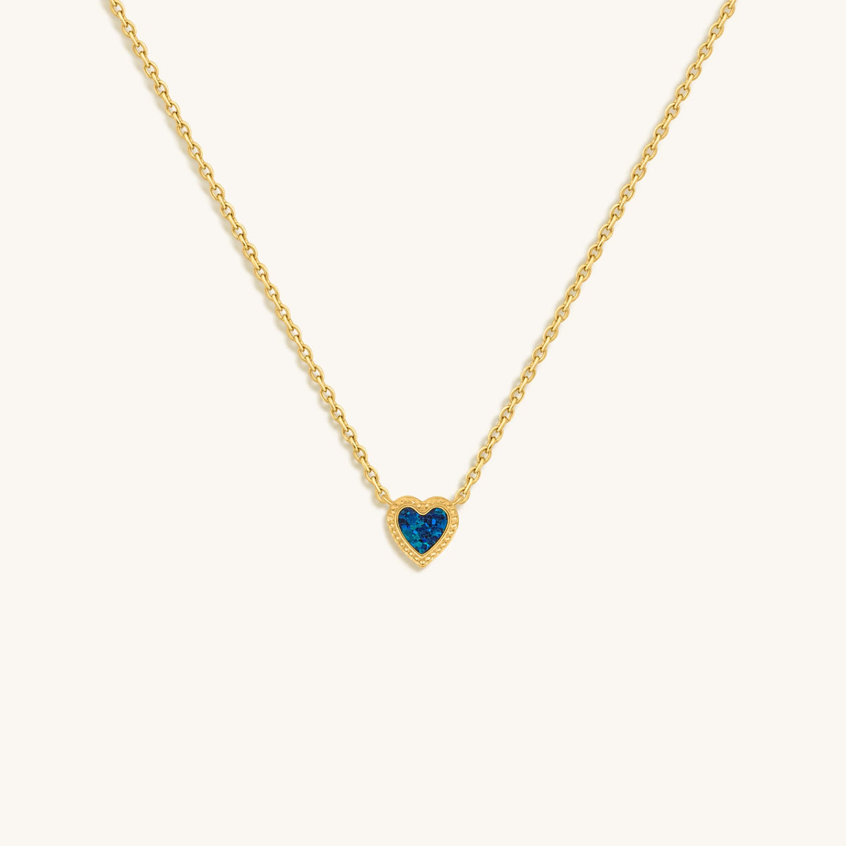 Confident Soul Lab Blue Opal Heart Gold Necklace