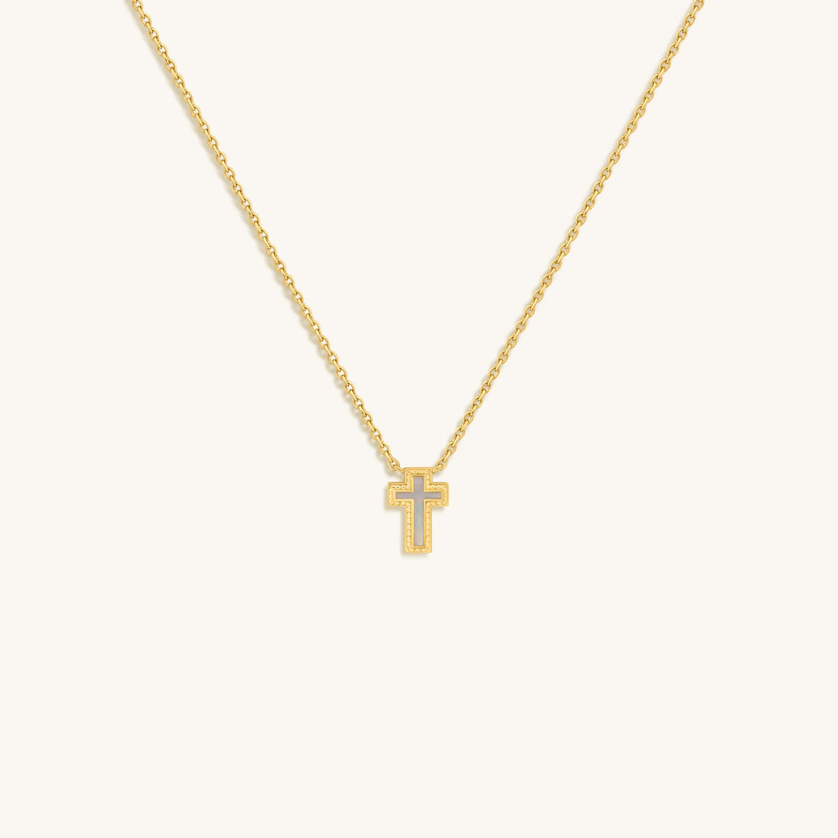 Sweet Surrender Mother of Pearl Cross Gold Necklace