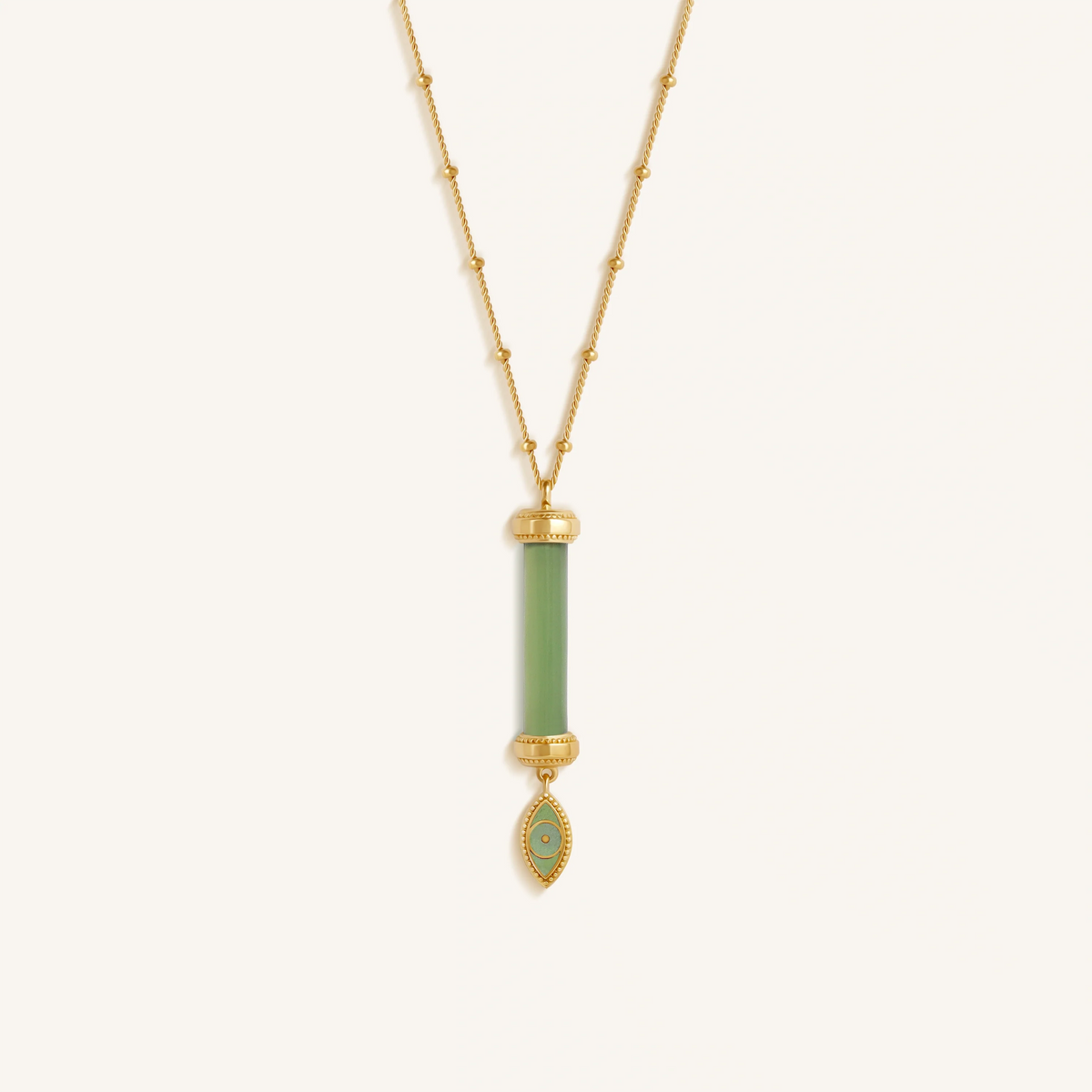 Guardian Spirit Jade Evil Eye Gold Necklace