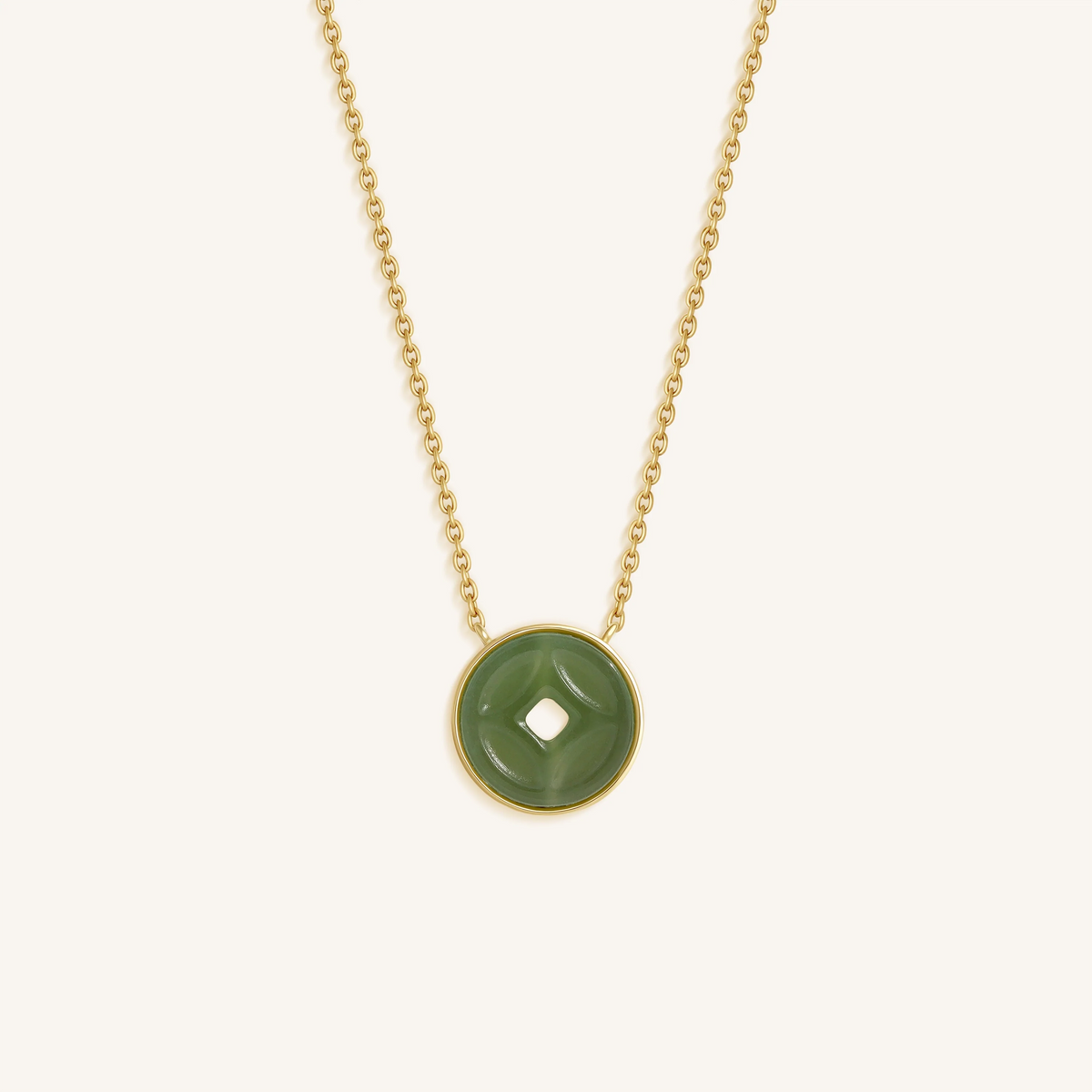 Prosperity Line Jade Lucky Coin Necklace