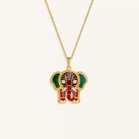 Tranquil Aura Elephant Multi-Gemstone Necklace