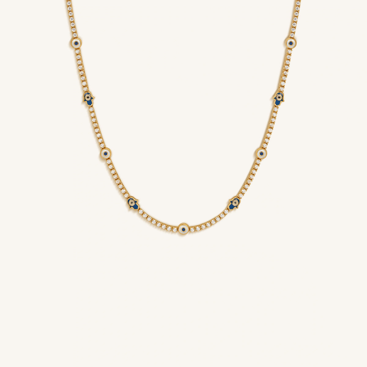 Lucky Manifestation Hamsa & Evil Eye Tennis Necklace