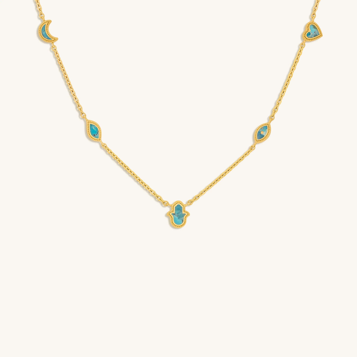 Peaceful Intentions Turquoise Multi-Symbol Gold Necklace