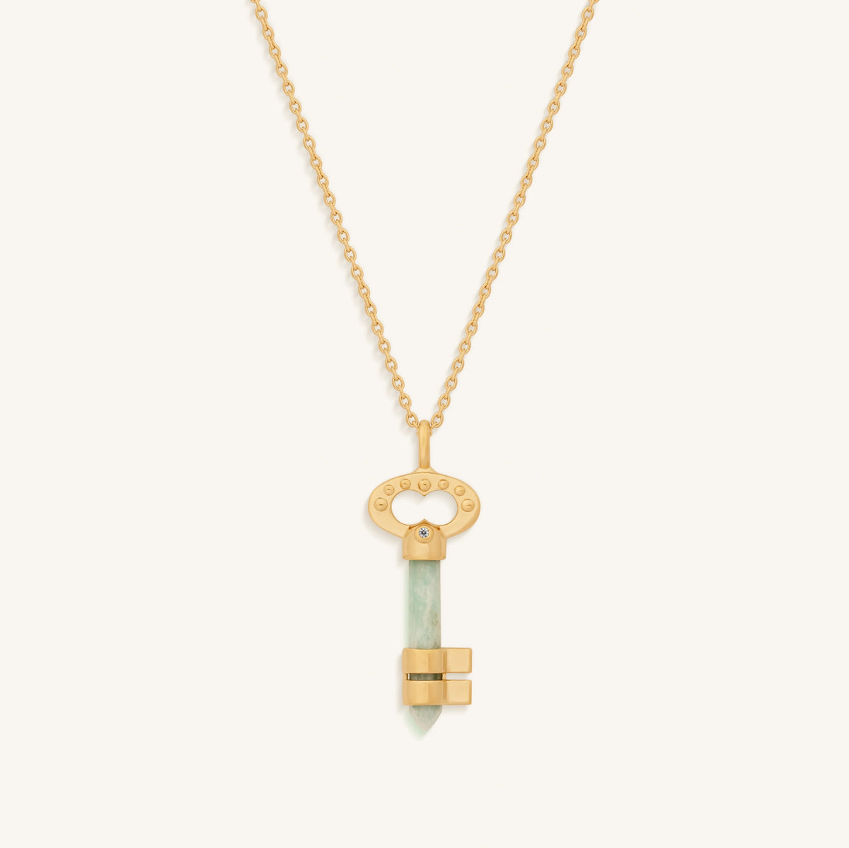 Refreshing Clarity Amazonite Key Gold Necklace