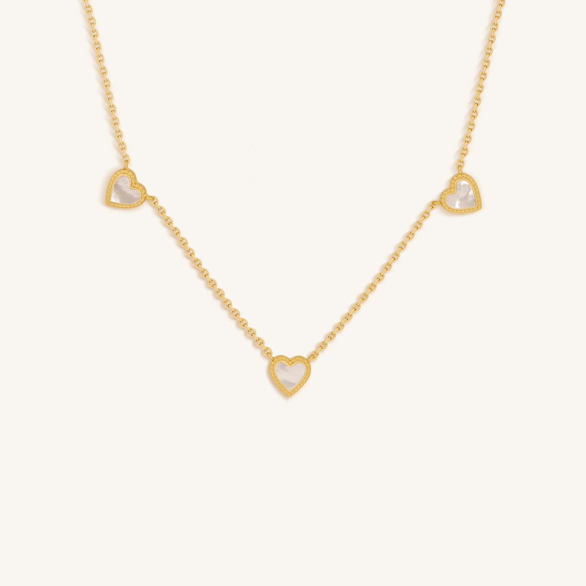 Abundant Solace Mother of Pearl Heart Gold Necklace