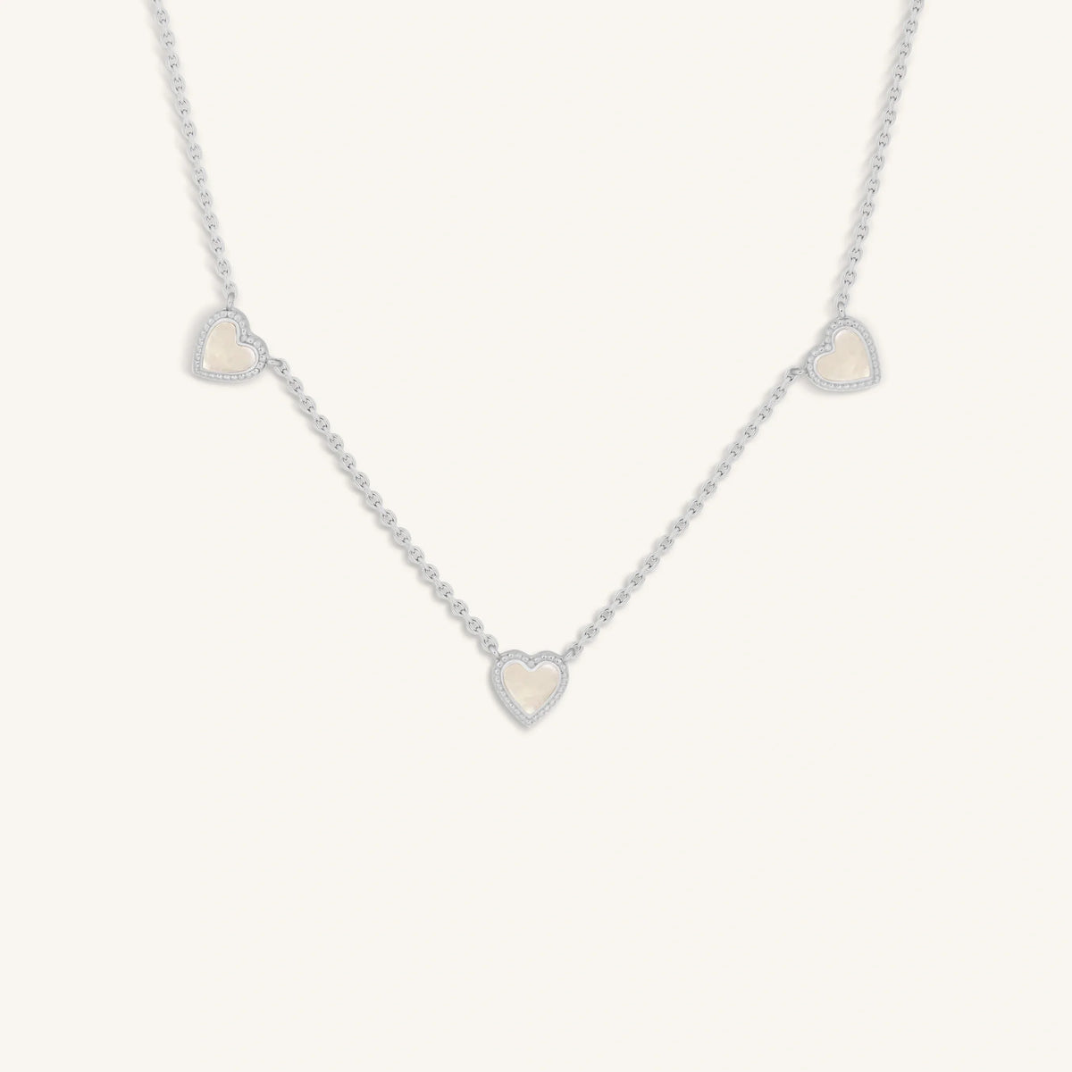 Serene Vibes Mother of Pearl Heart Silver Necklace