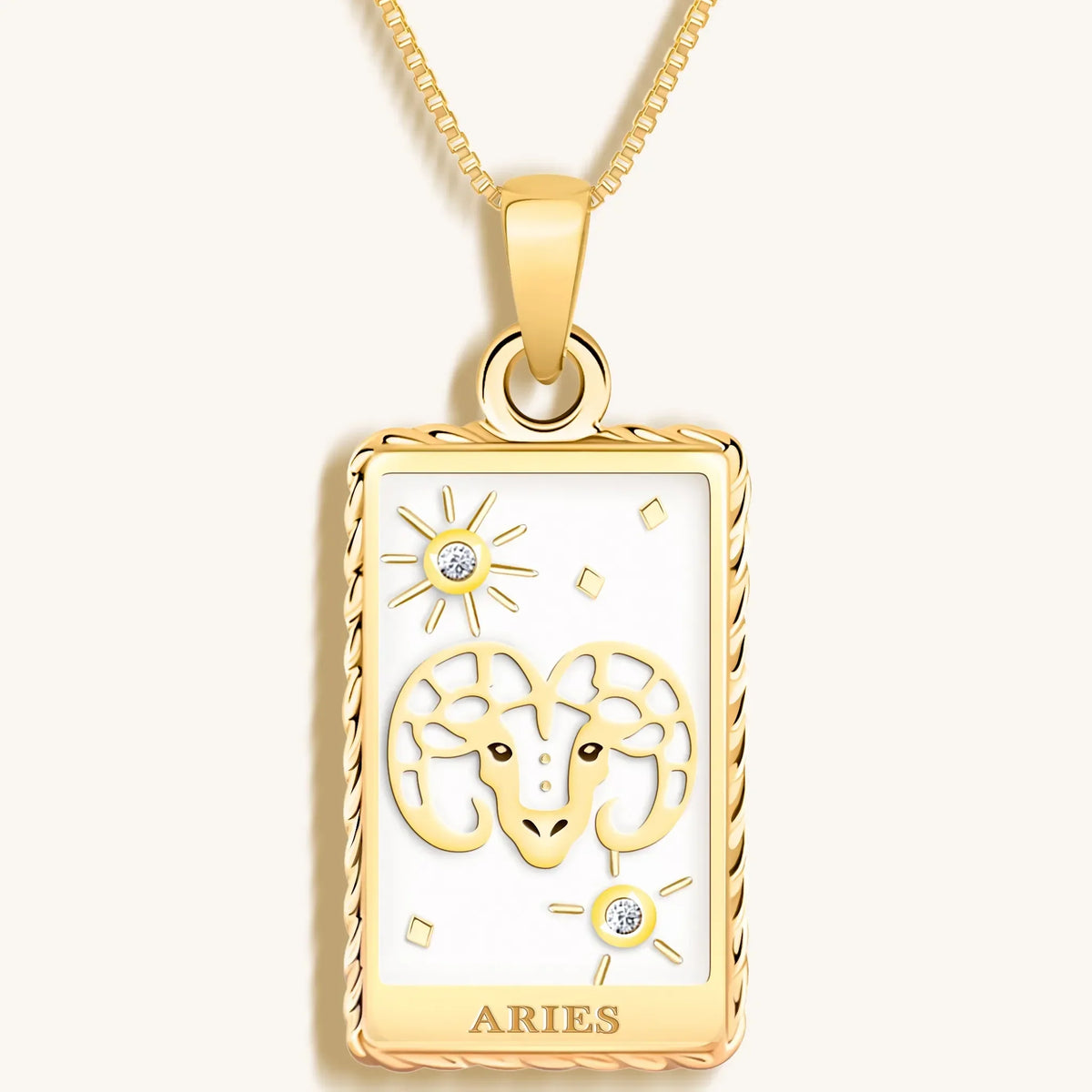 Courageous Soul White Enamel Aries Card Necklace