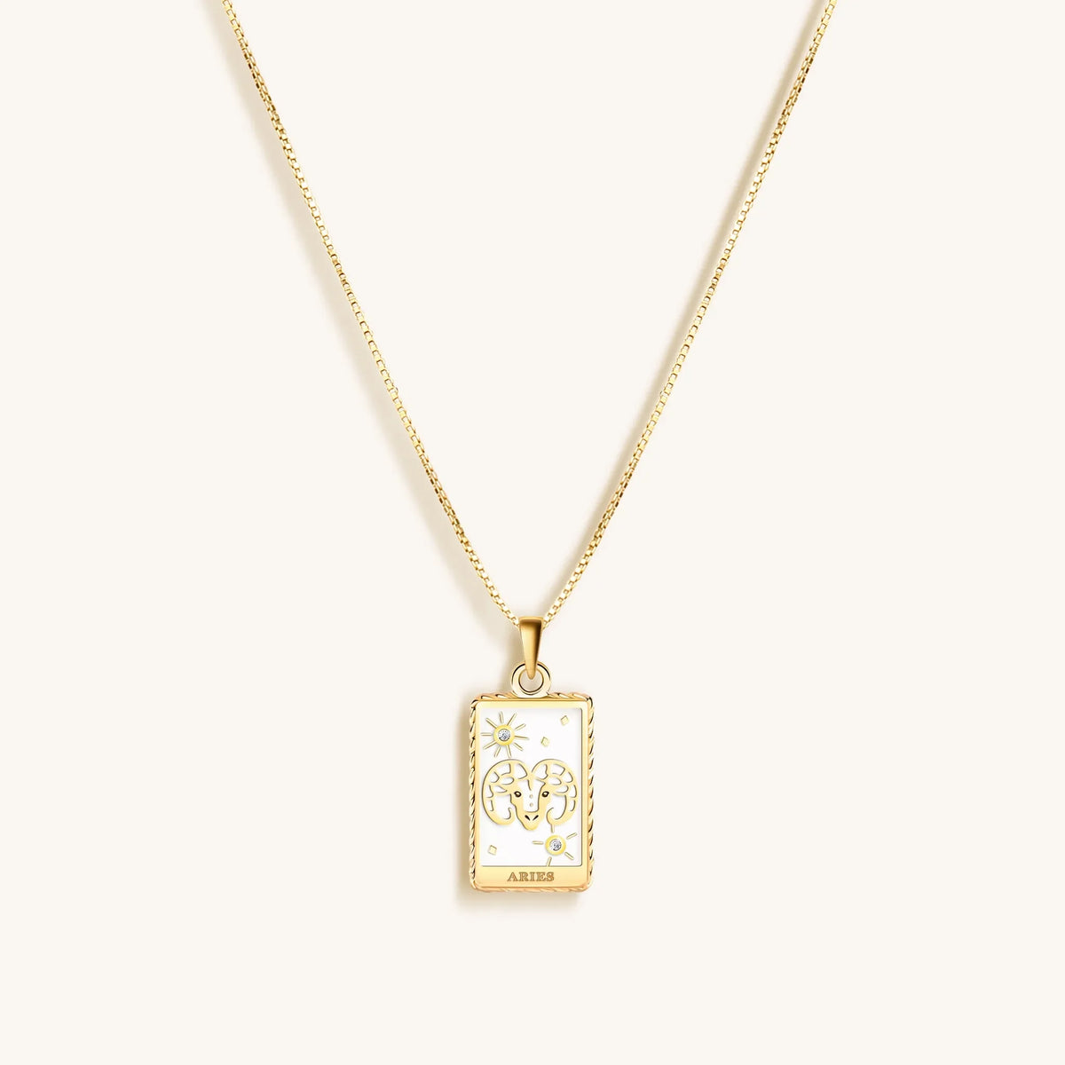 Courageous Soul White Enamel Aries Card Necklace