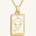 Patient Progress White Enamel Taurus Card Necklace 3