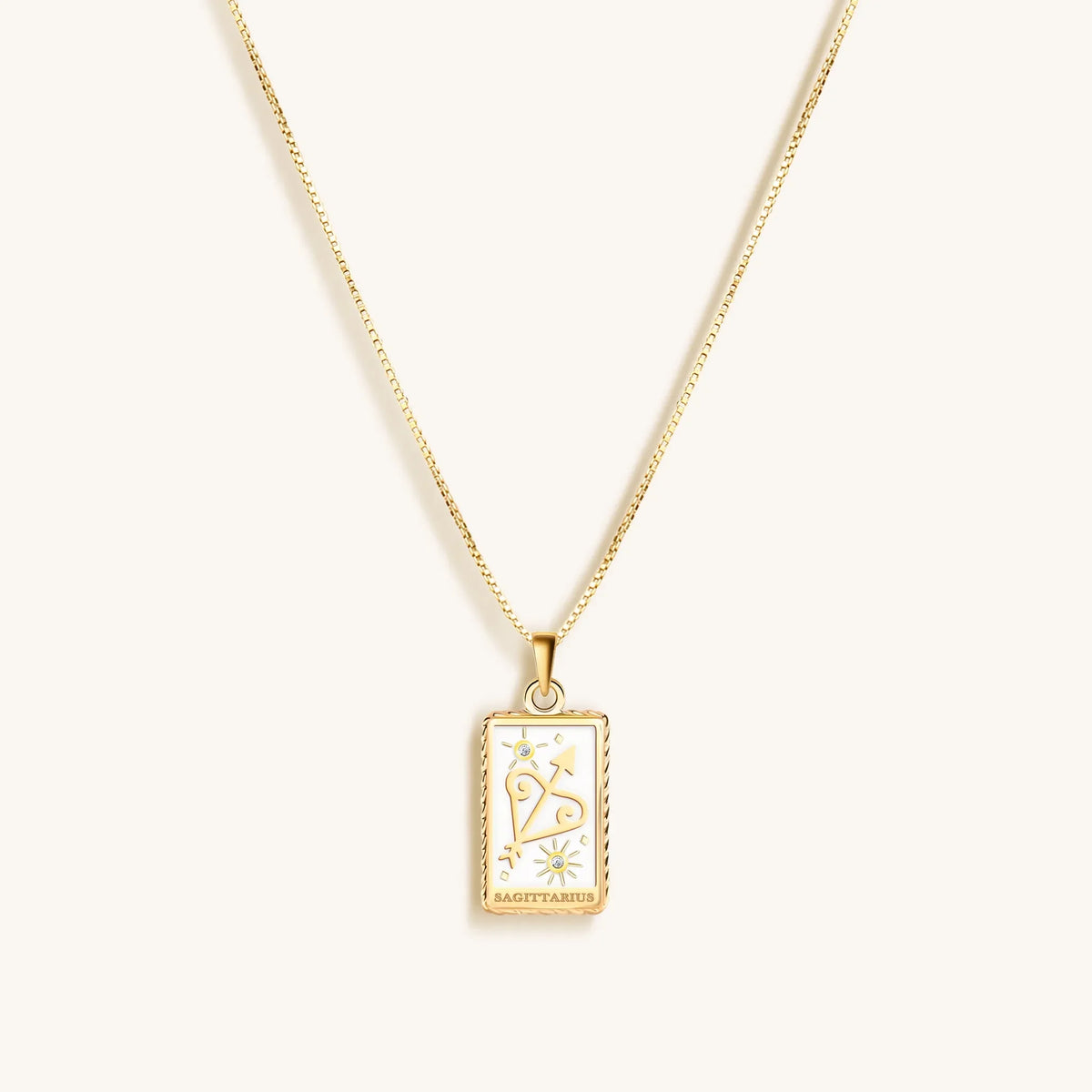 Optimistic Temperament White Enamel Sagittarius Card Necklace