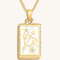 Optimistic Temperament White Enamel Sagittarius Card Necklace 3