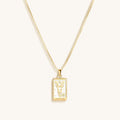 Determined Spirit White Enamel Capricorn Card Necklace 1