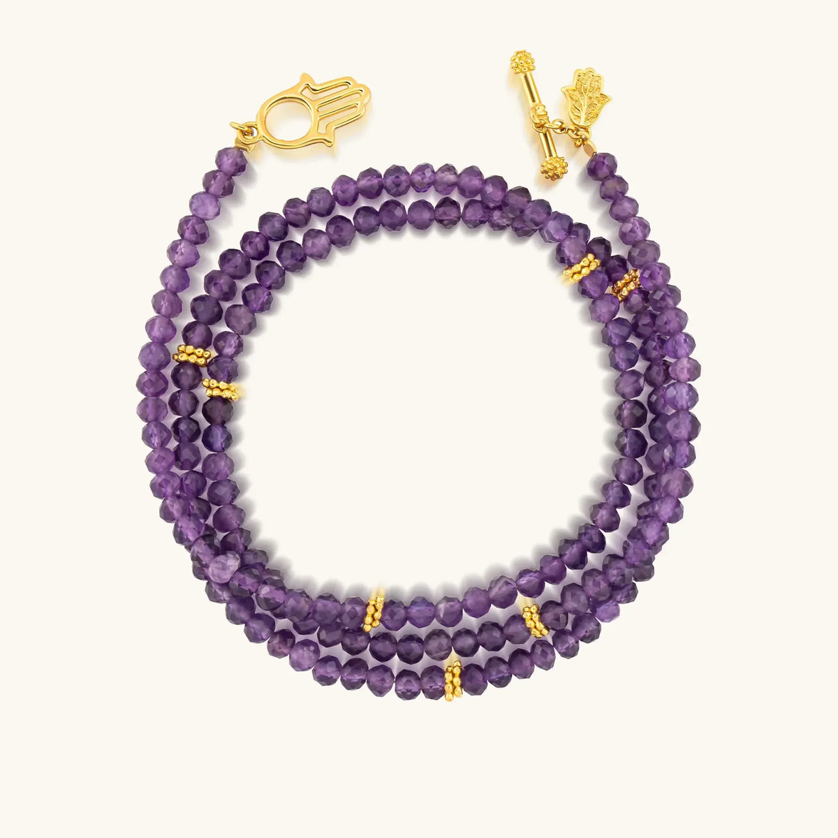 Divine Balance Amethyst Hamsa Wrap Bracelet