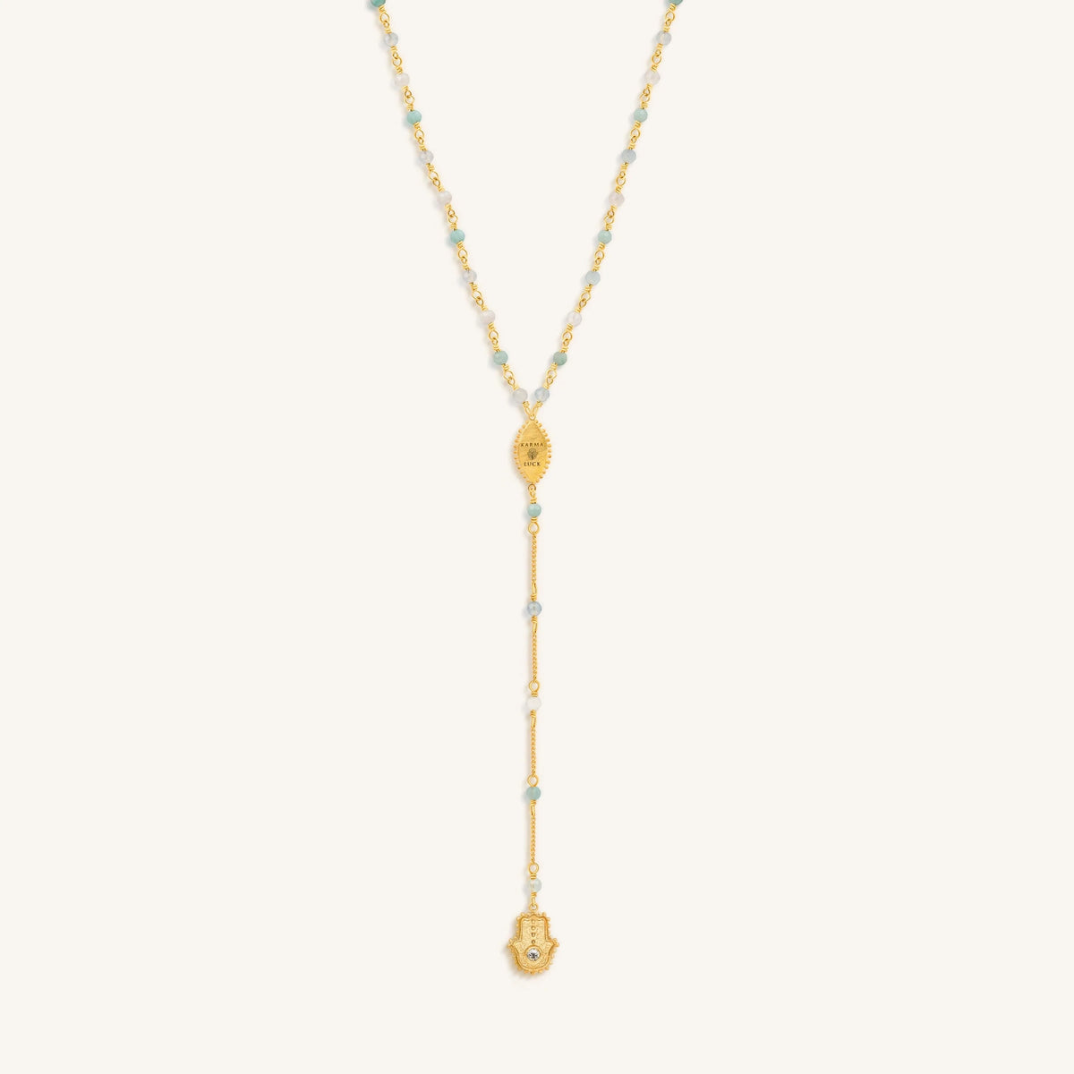 Divinely Guided Hamsa Evil Eye Multi Stone Necklace