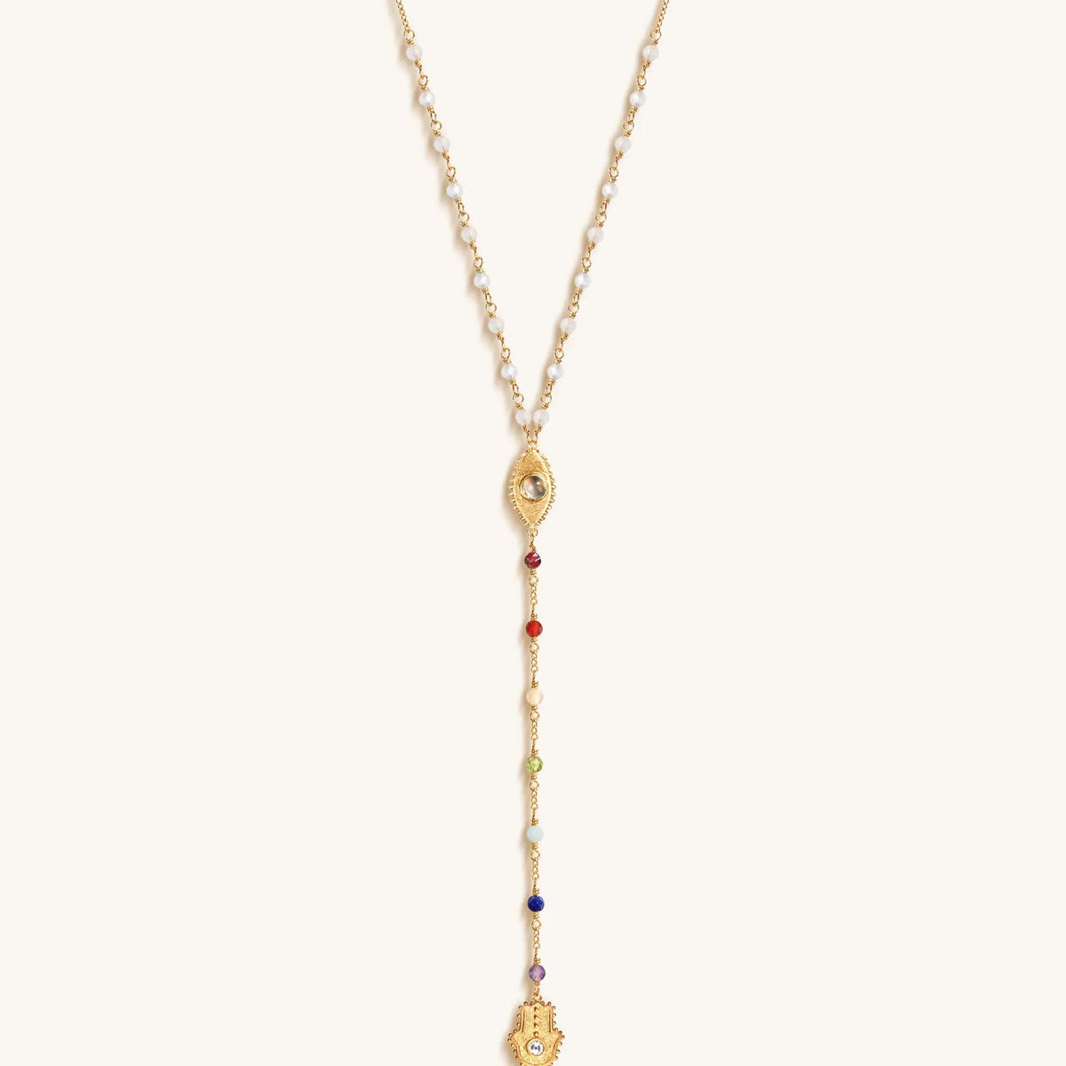 Supreme Awakening Moonstone Chakra Rosary Necklace
