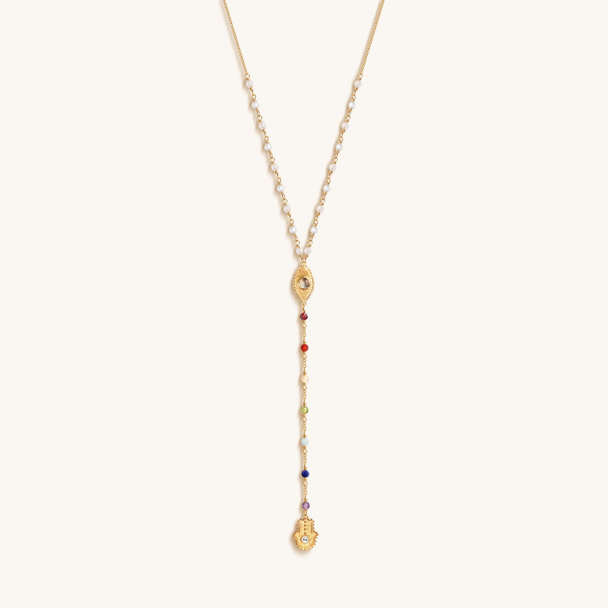 Supreme Awakening - Moonstone Chakra Rosary Necklace