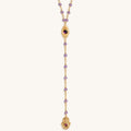 Peace of Spirit - Amethyst Evil Eye Hamsa Lariat Necklace - Image 1