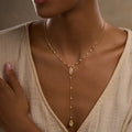 Heart of Serenity Rose Quartz Evil Eye Hamsa Lariat Necklace 2