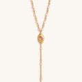 Heart of Serenity – Rose Quartz Evil Eye Hamsa Lariat Necklace - Image 2