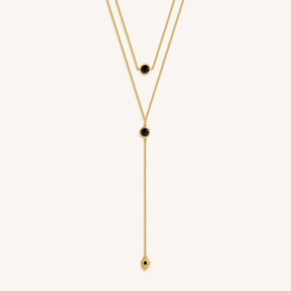Mystic Drift Onyx Lariat Necklace