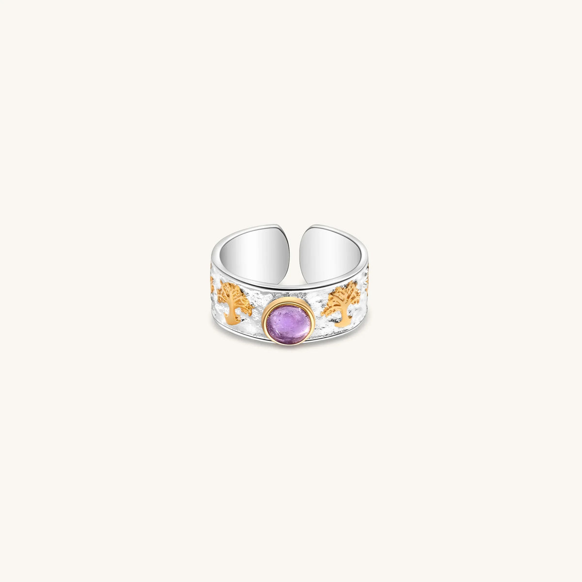 Soothing Relaxation Amethyst Tree of Life Ring